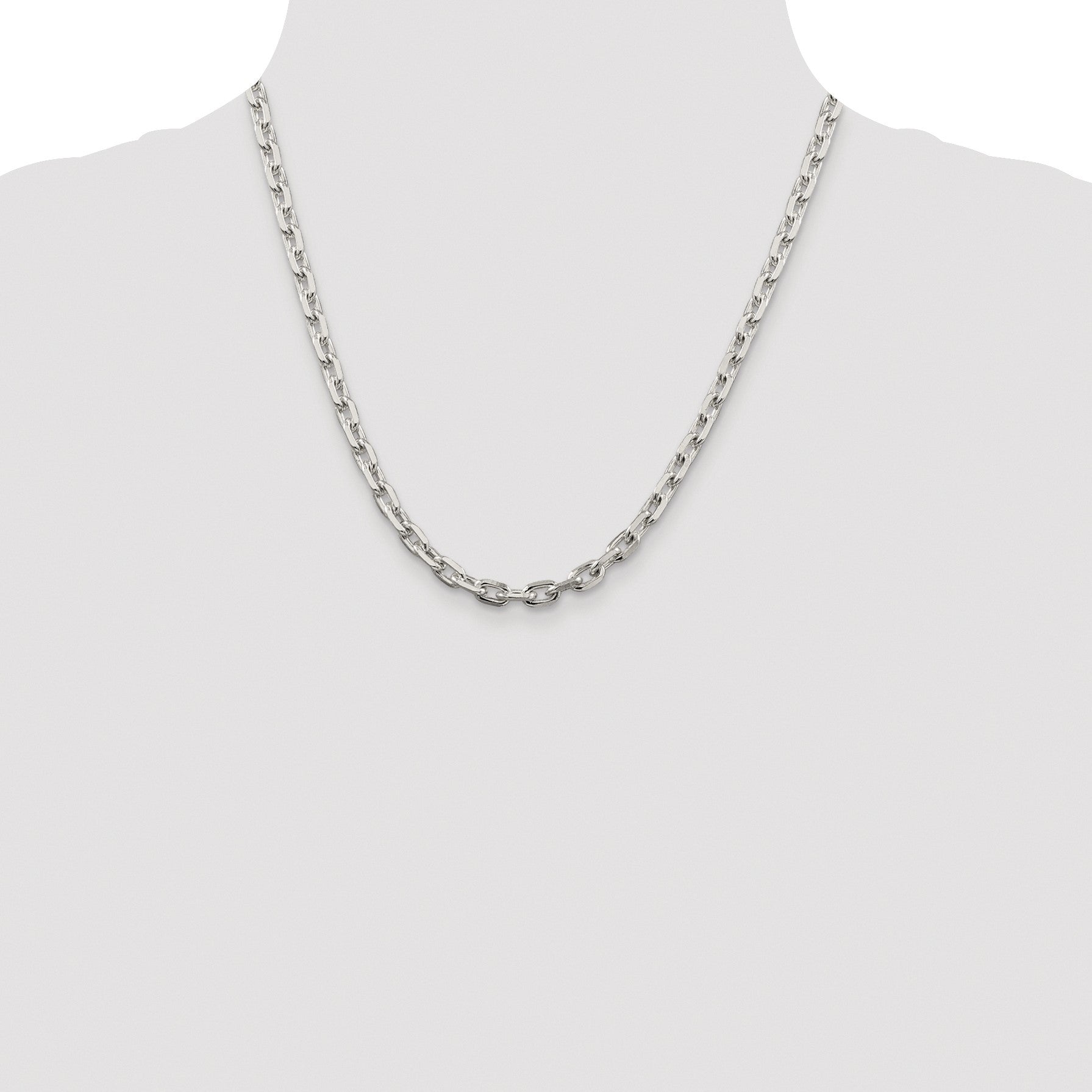 Sterling Silver Rhodium-plated 5.4mm Beveled Oval Cable Chain