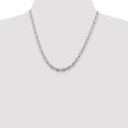 Sterling Silver Rhodium-plated 5.4mm Beveled Oval Cable Chain