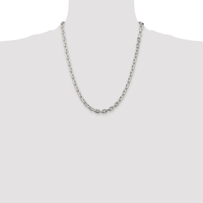 Sterling Silver Rhodium-plated 5.4mm Beveled Oval Cable Chain