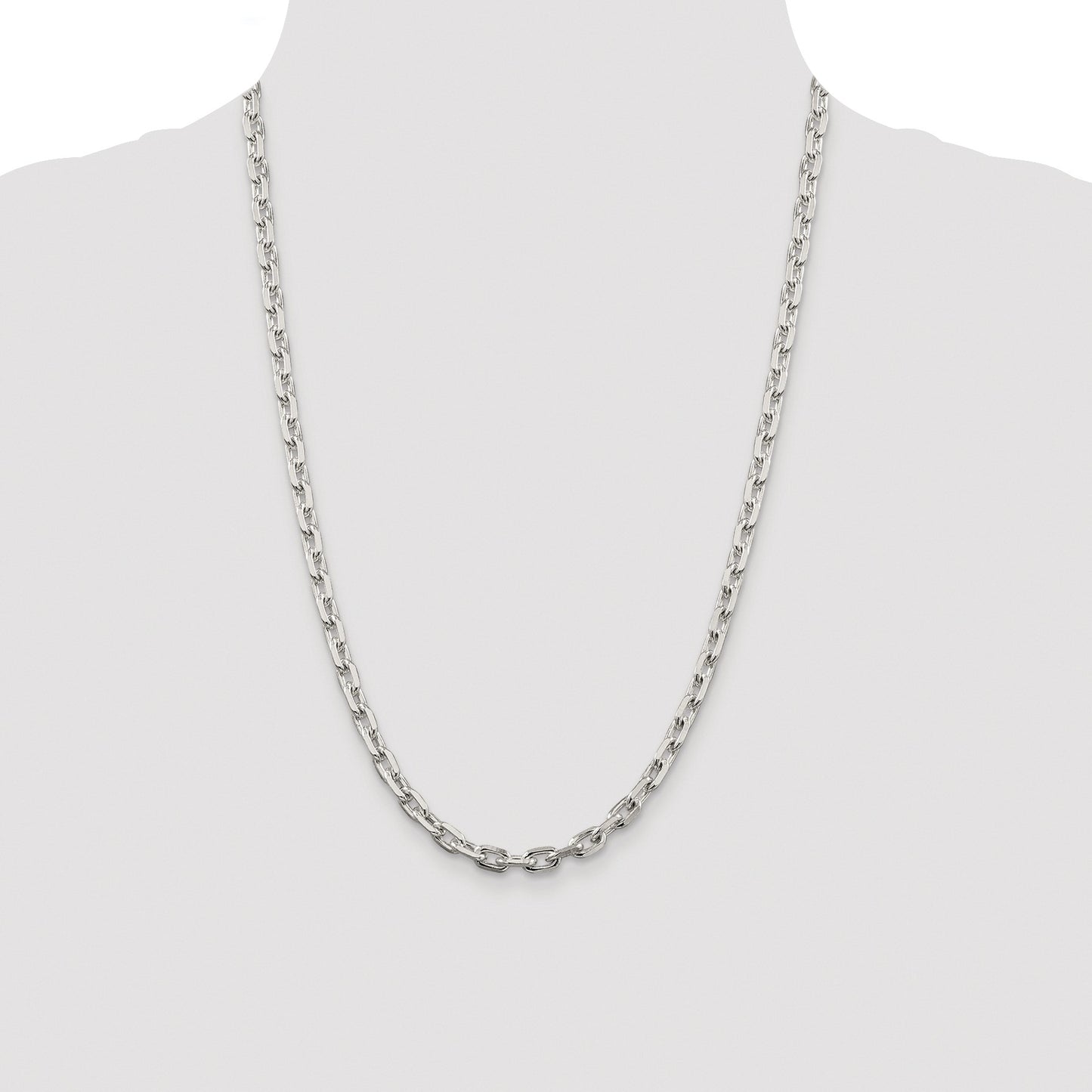 Sterling Silver Rhodium-plated 5.4mm Beveled Oval Cable Chain