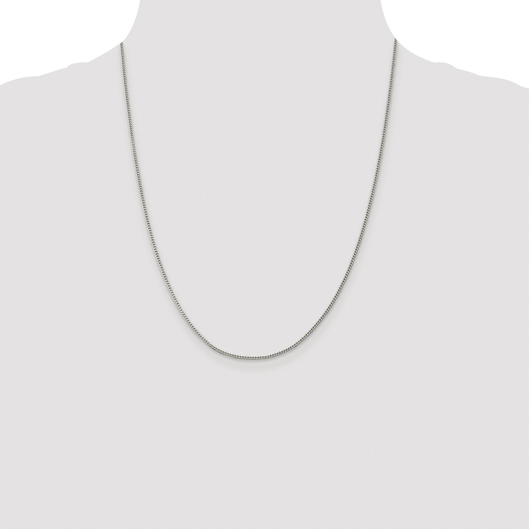 Sterling Silver Rhodium-plated 1.5mm Curb Chain