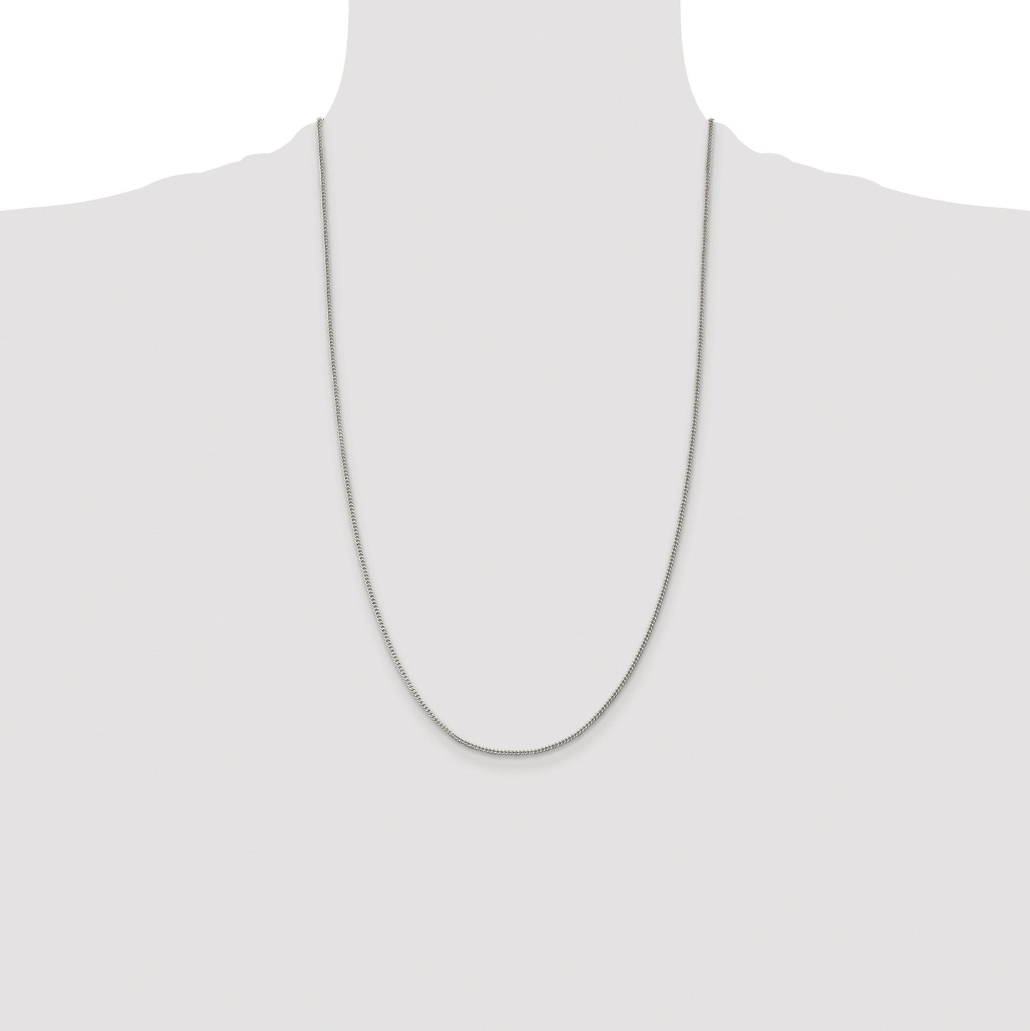 Sterling Silver Rhodium-plated 1.5mm Curb Chain