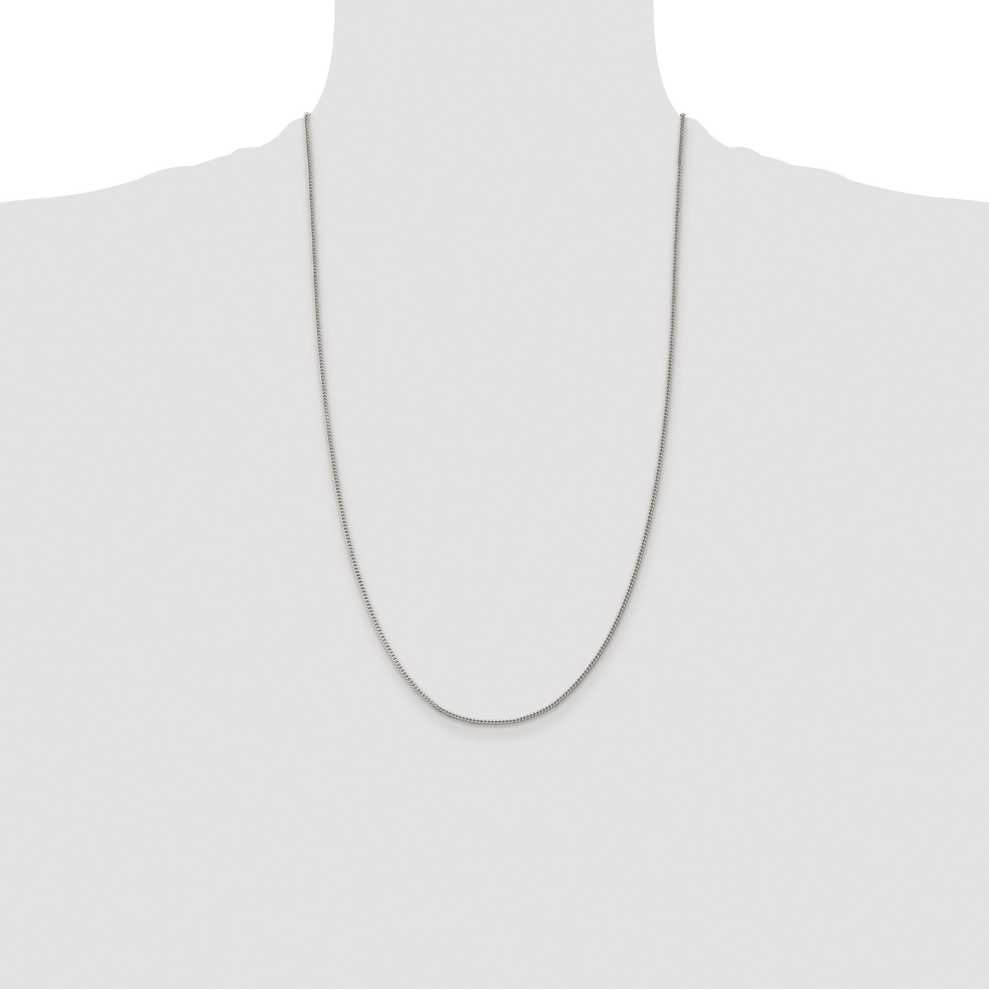 Sterling Silver Rhodium-plated 1.5mm Curb Chain