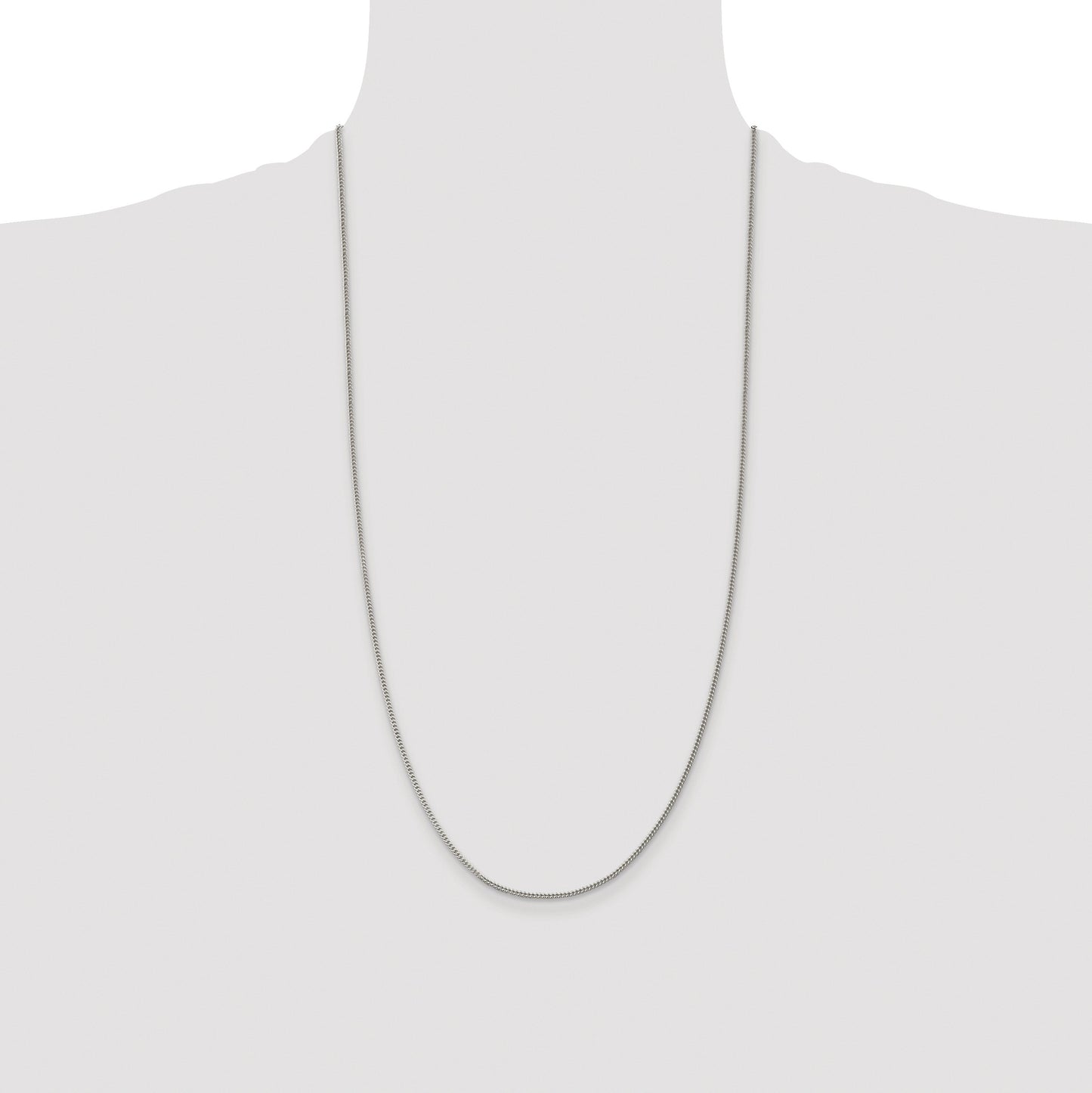 Sterling Silver Rhodium-plated 1.5mm Curb Chain