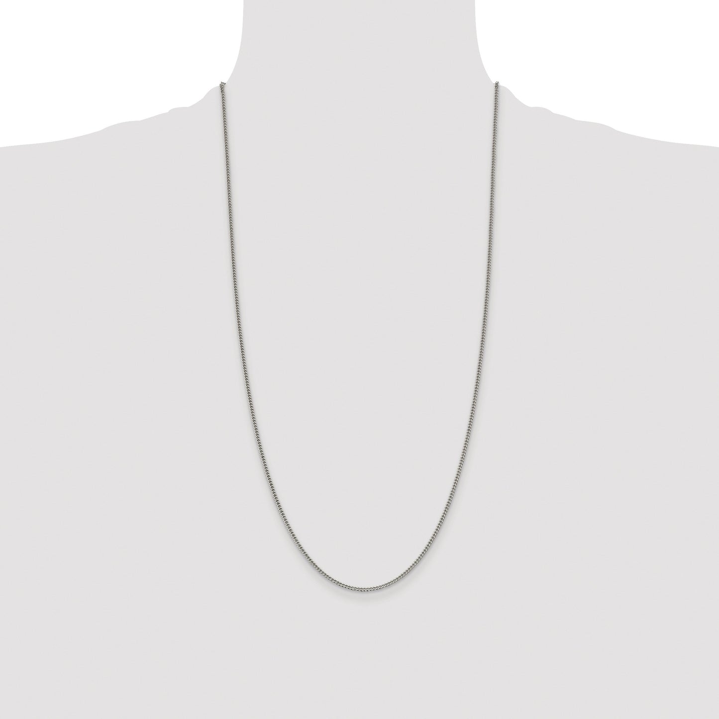 Sterling Silver Rhodium-plated 1.75mm Curb Chain