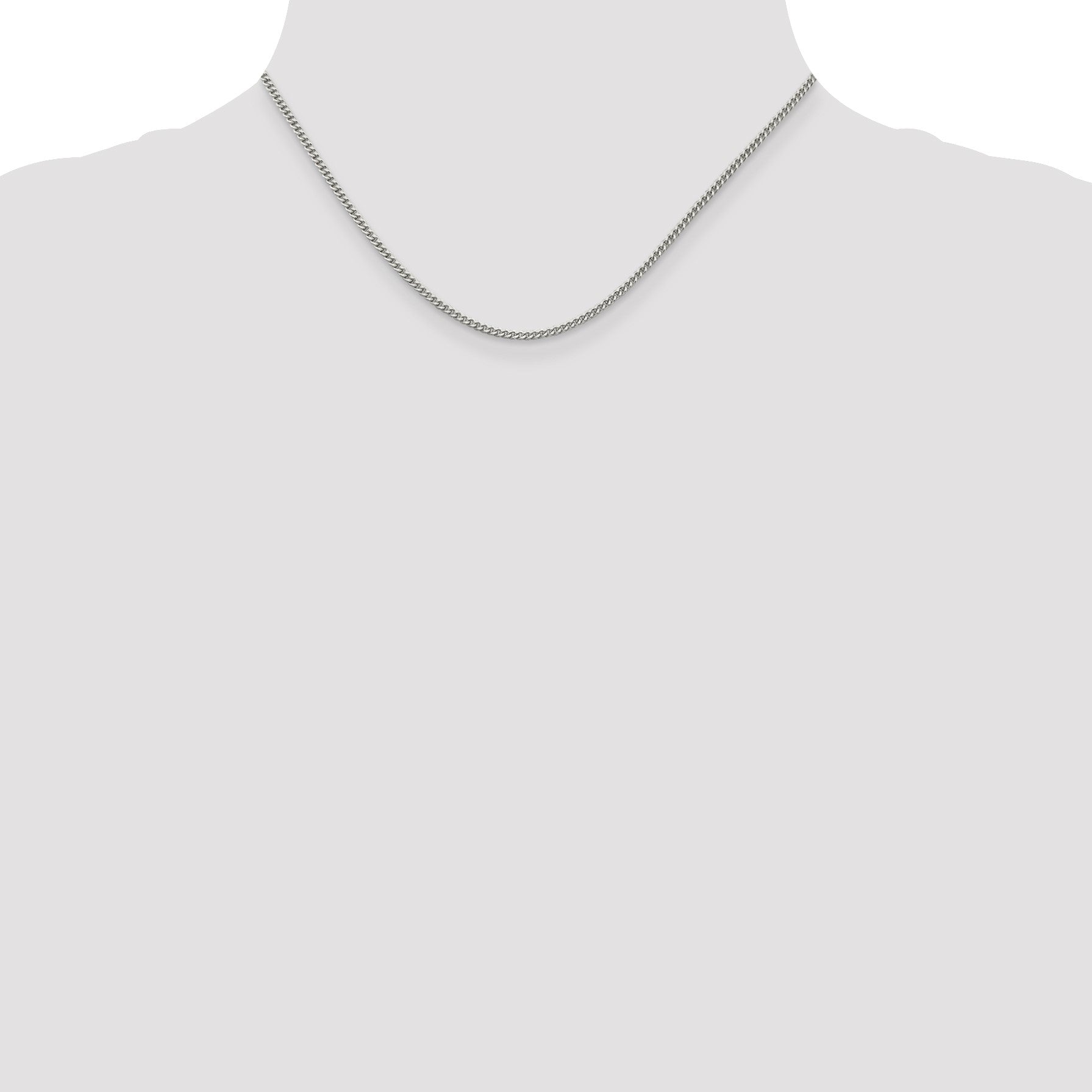 Sterling Silver Rhodium-plated 2mm Curb Chain