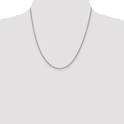 Sterling Silver Rhodium-plated 2mm Curb Chain