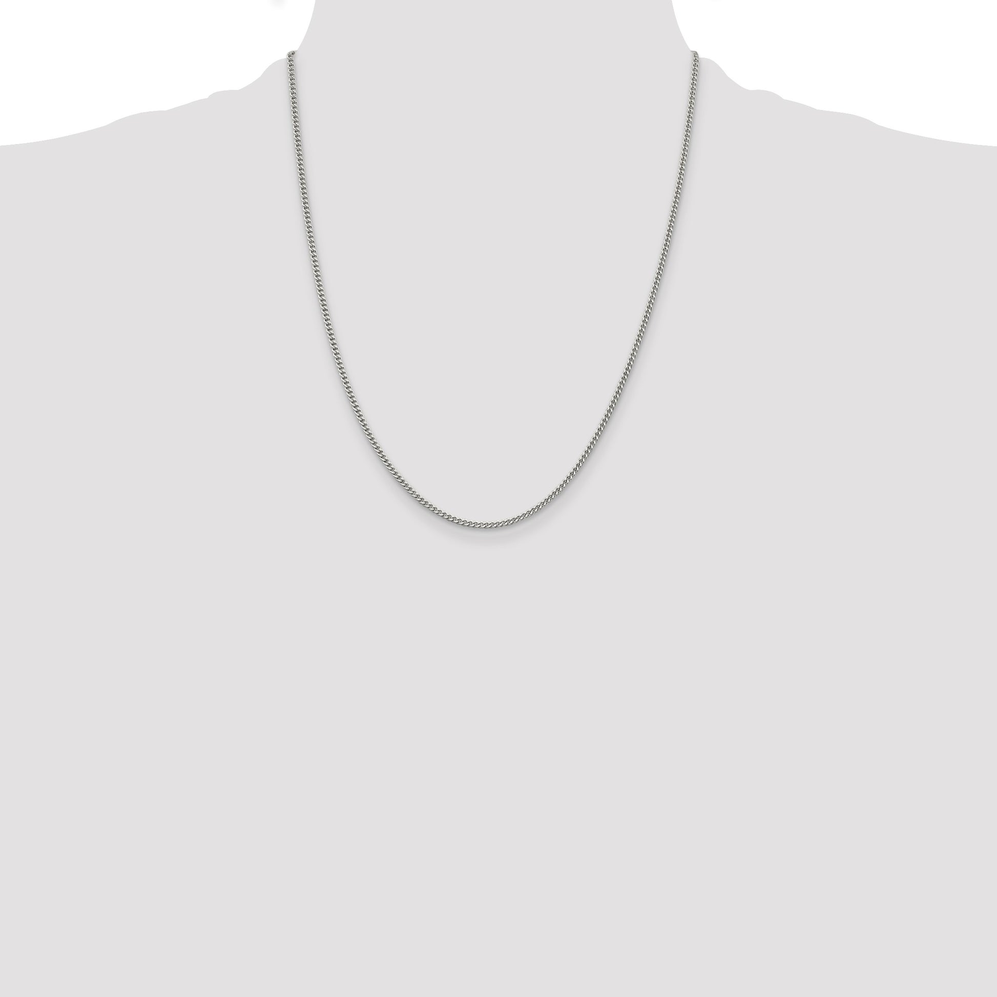 Sterling Silver Rhodium-plated 2mm Curb Chain