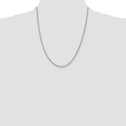 Sterling Silver Rhodium-plated 2mm Curb Chain