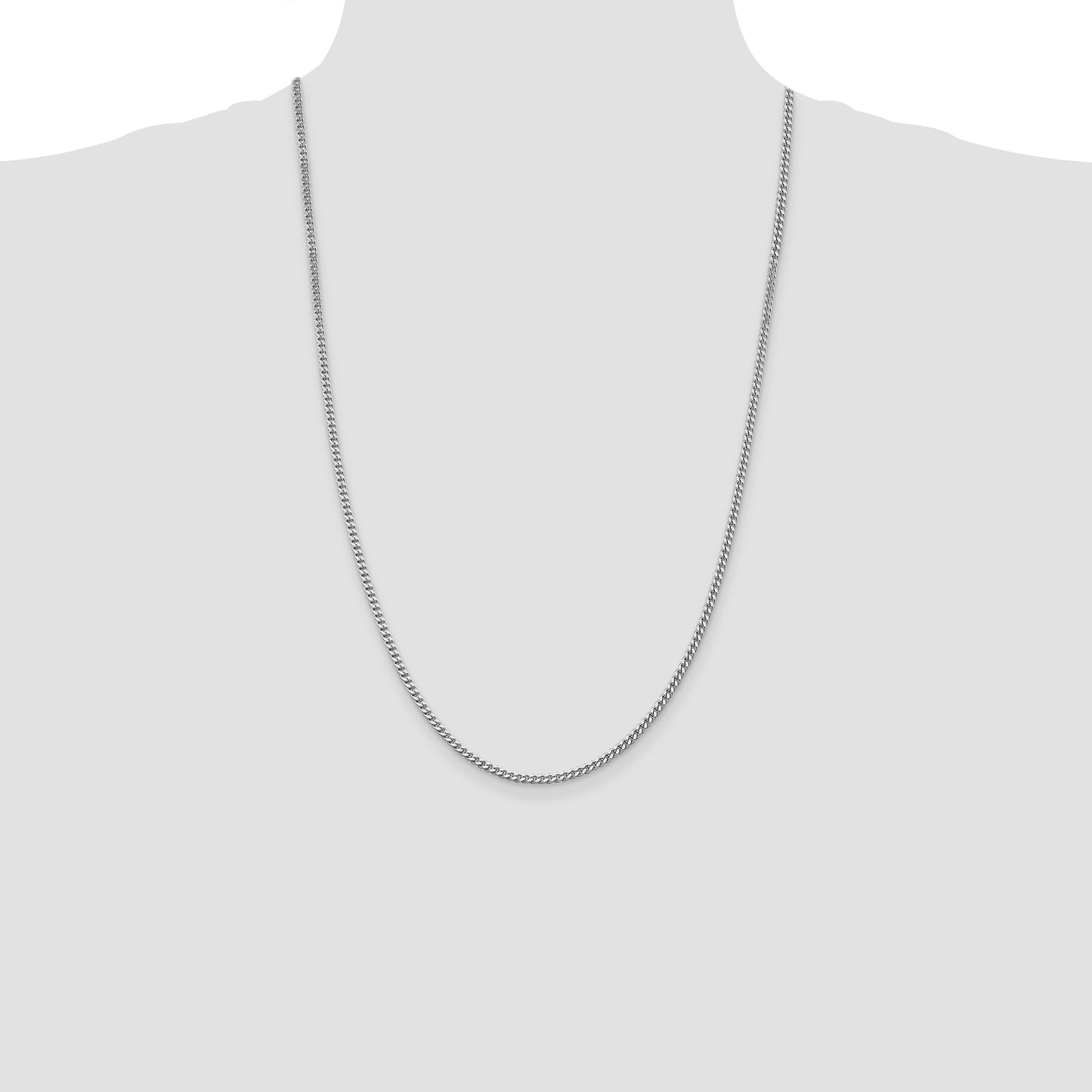 Sterling Silver Rhodium-plated 3mm Curb Chain