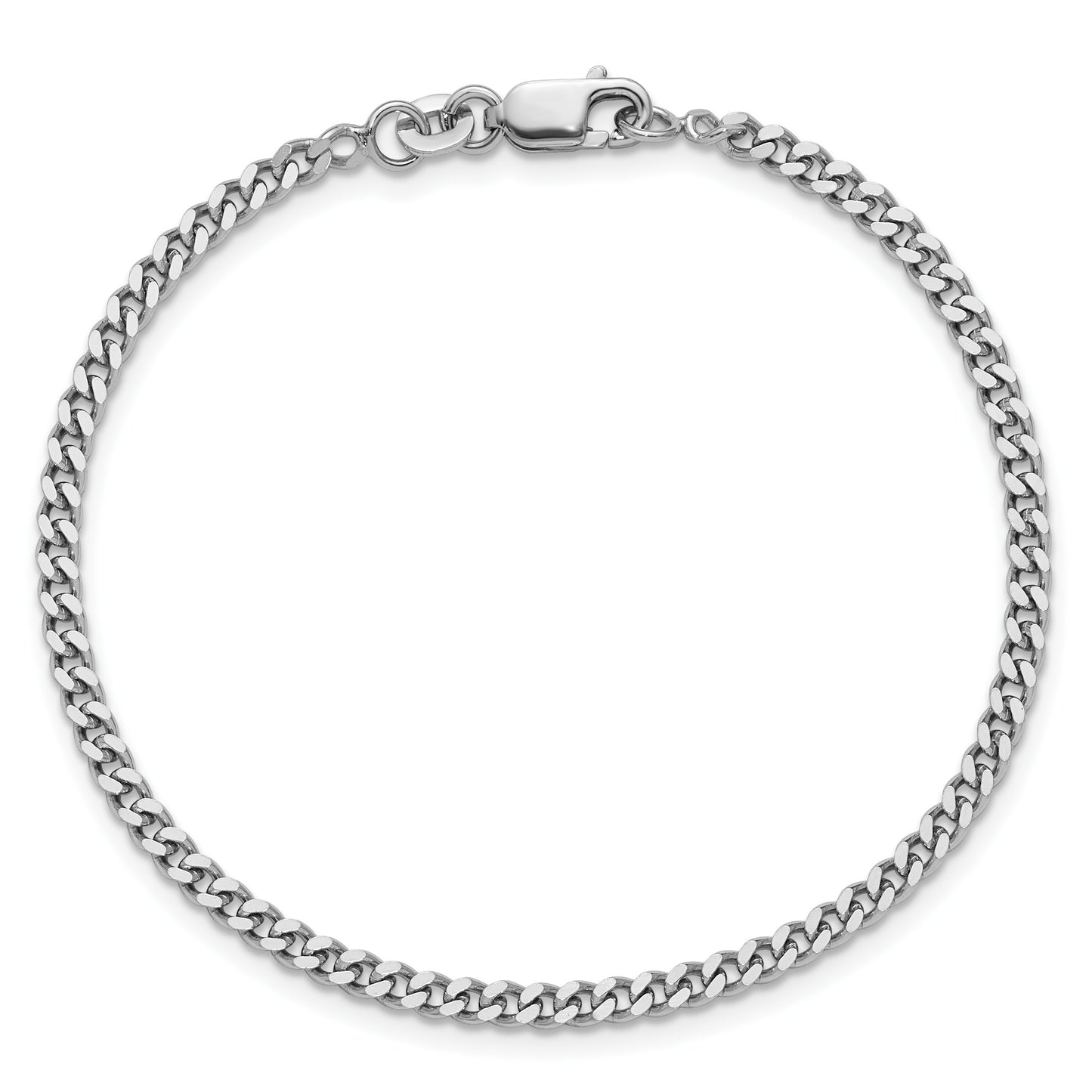 Sterling Silver Rhodium-plated 3mm Curb Chain