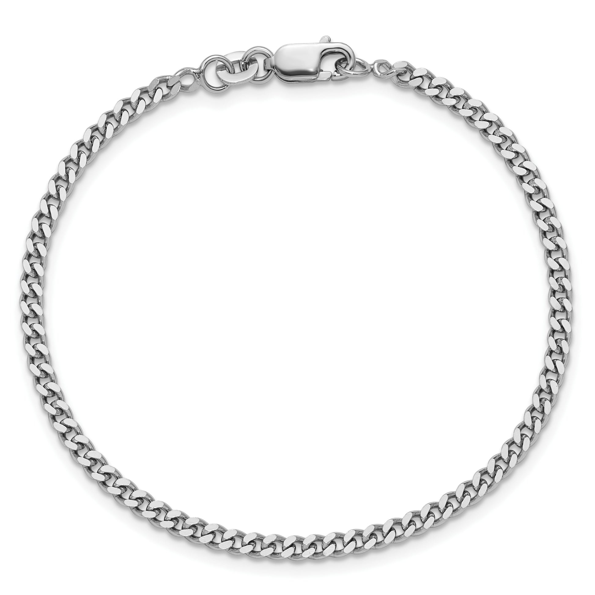 Sterling Silver Rhodium-plated 3mm Curb Chain