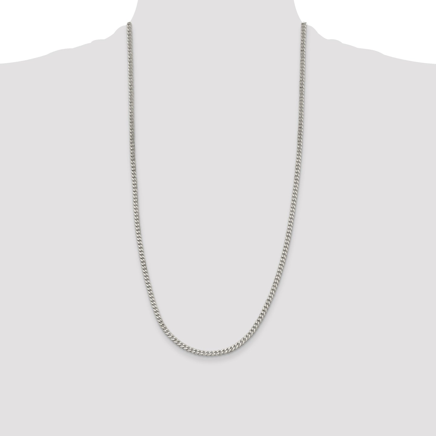 Sterling Silver Rhodium-plated 3.5mm Curb Chain