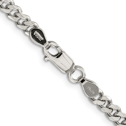 Sterling Silver Rhodium-plated 4.5mm Curb Chain