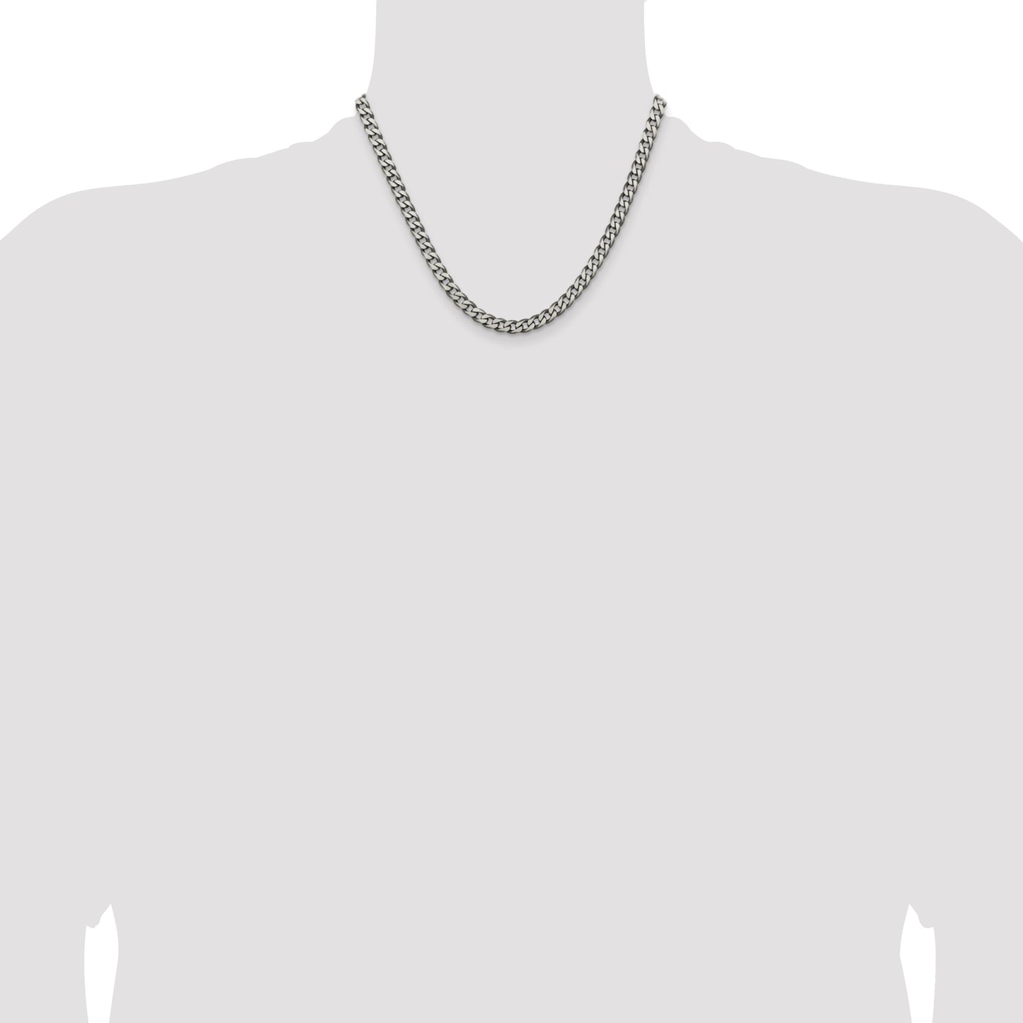 Sterling Silver Antiqued 6.0mm Curb Chain