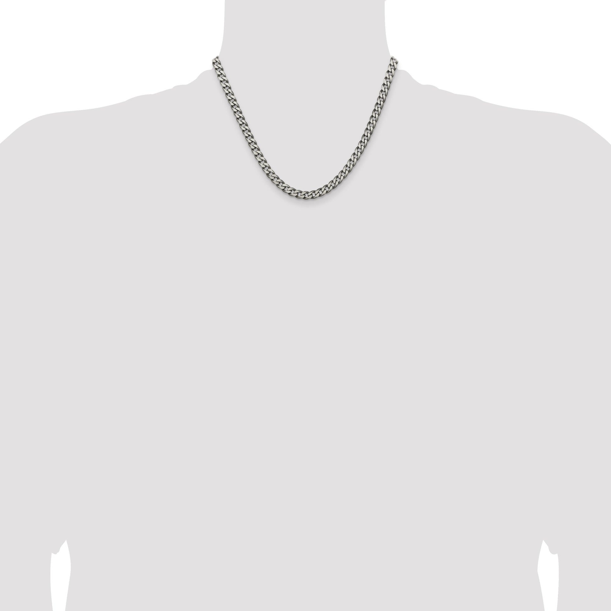 Sterling Silver Antiqued 6.0mm Curb Chain