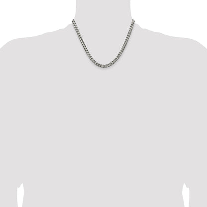 Sterling Silver Antiqued 6.0mm Curb Chain