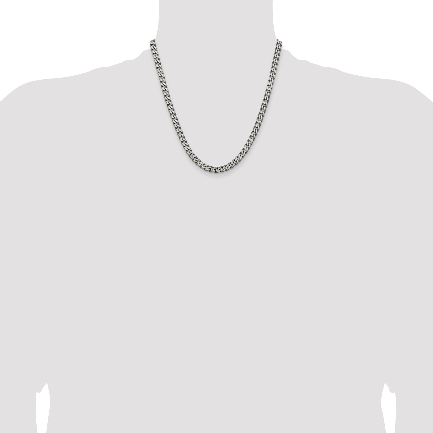 Sterling Silver Antiqued 6.0mm Curb Chain