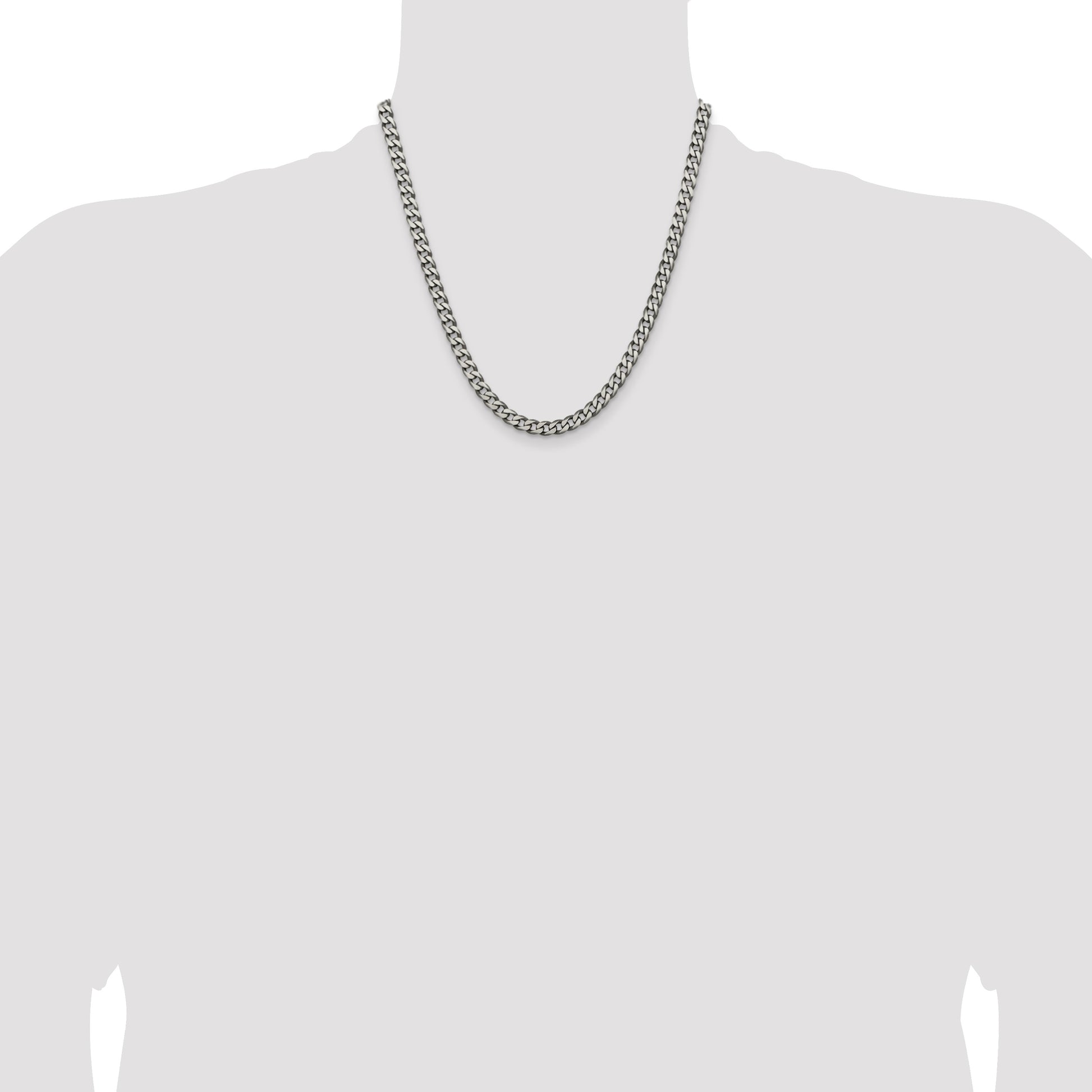 Sterling Silver Antiqued 6.0mm Curb Chain