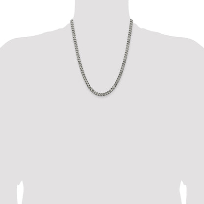 Sterling Silver Antiqued 6.0mm Curb Chain