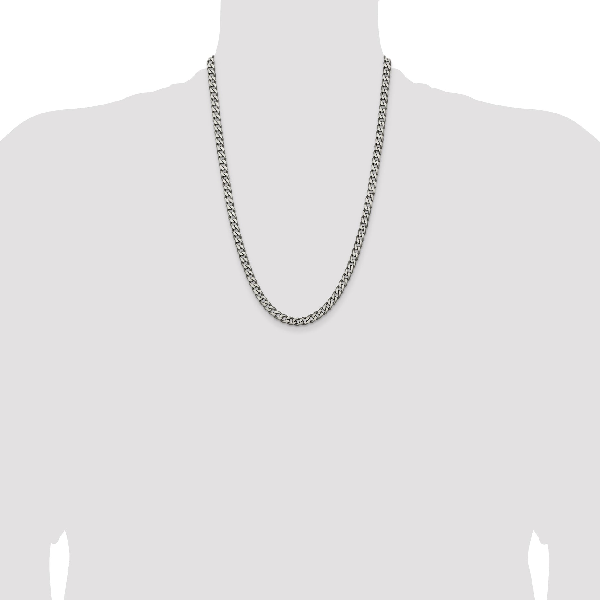 Sterling Silver Antiqued 6.0mm Curb Chain