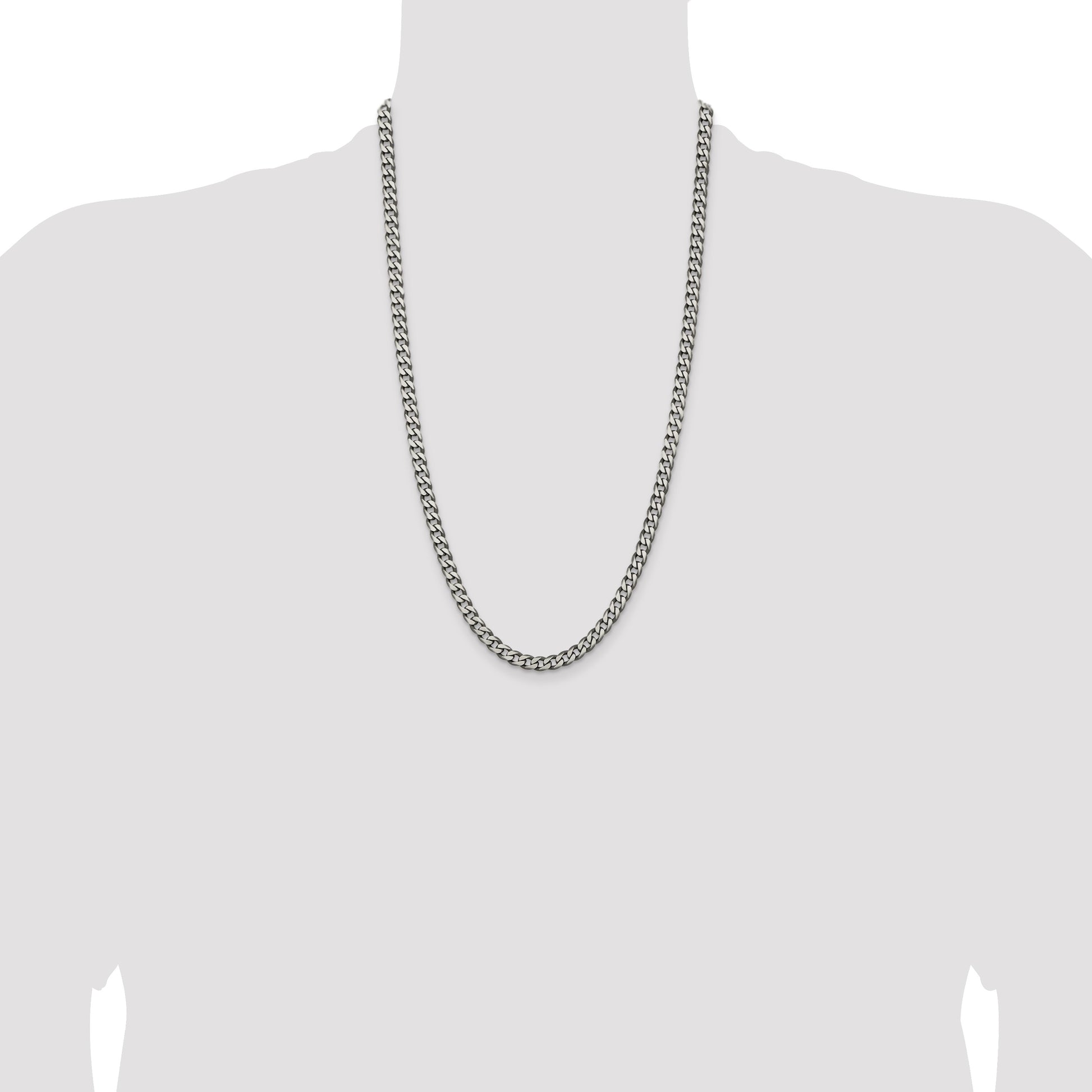 Sterling Silver Antiqued 6.0mm Curb Chain