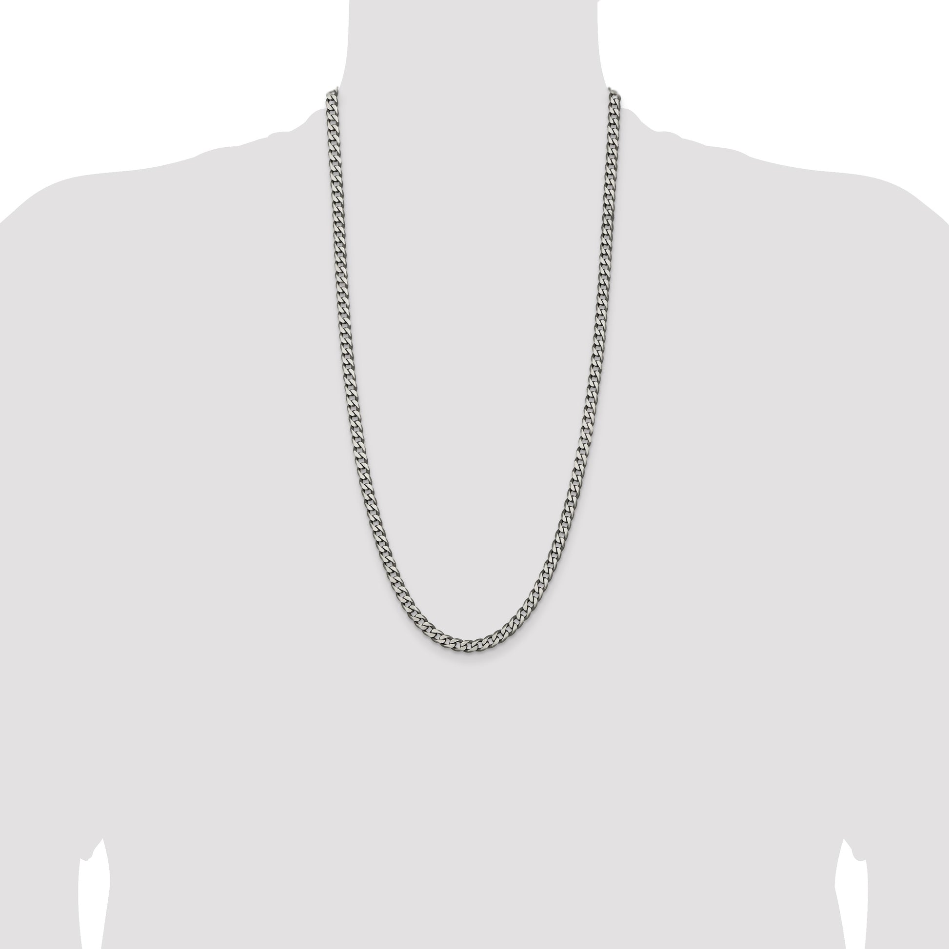 Sterling Silver Antiqued 6.0mm Curb Chain
