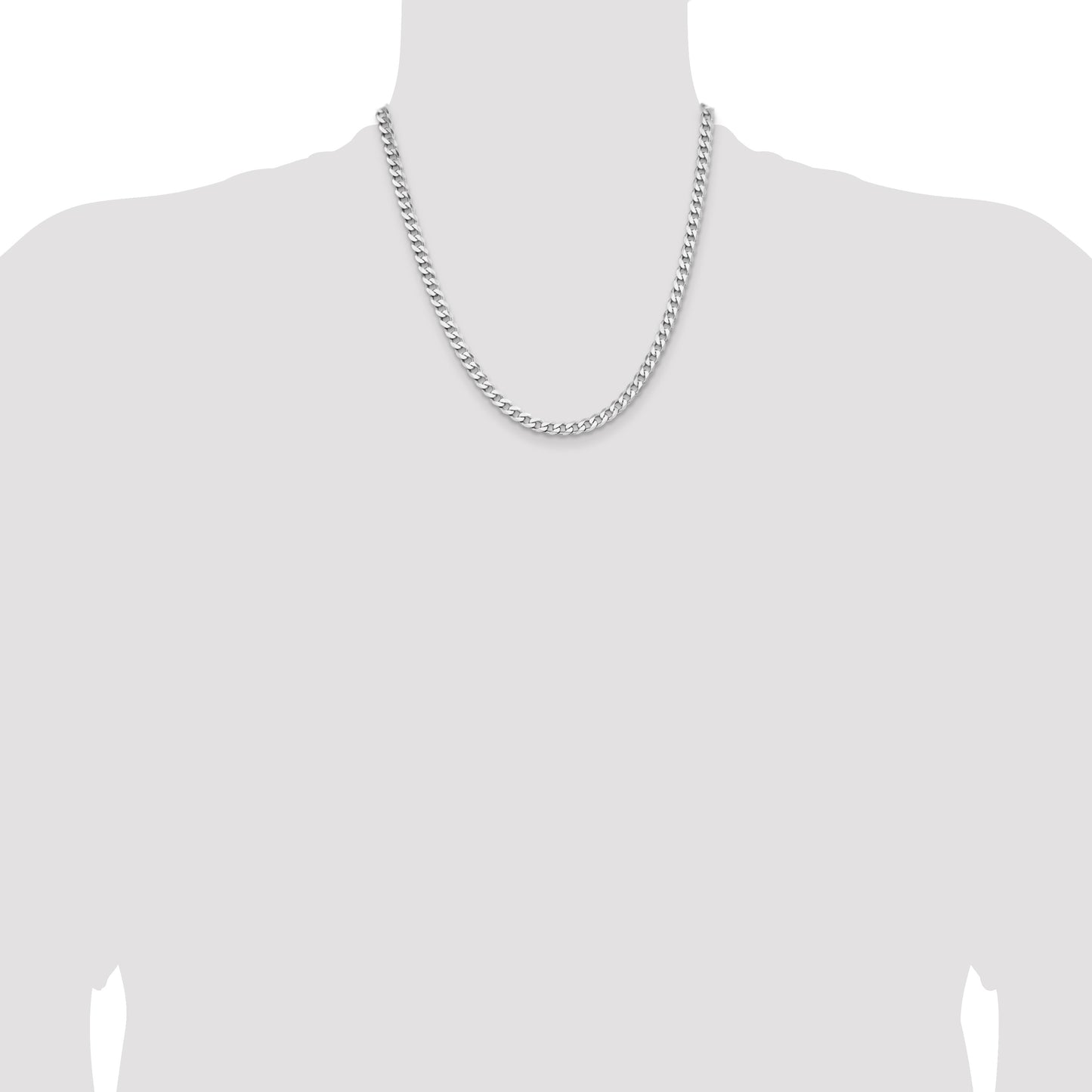 Sterling Silver Rhodium-plated 5.7mm Curb Chain