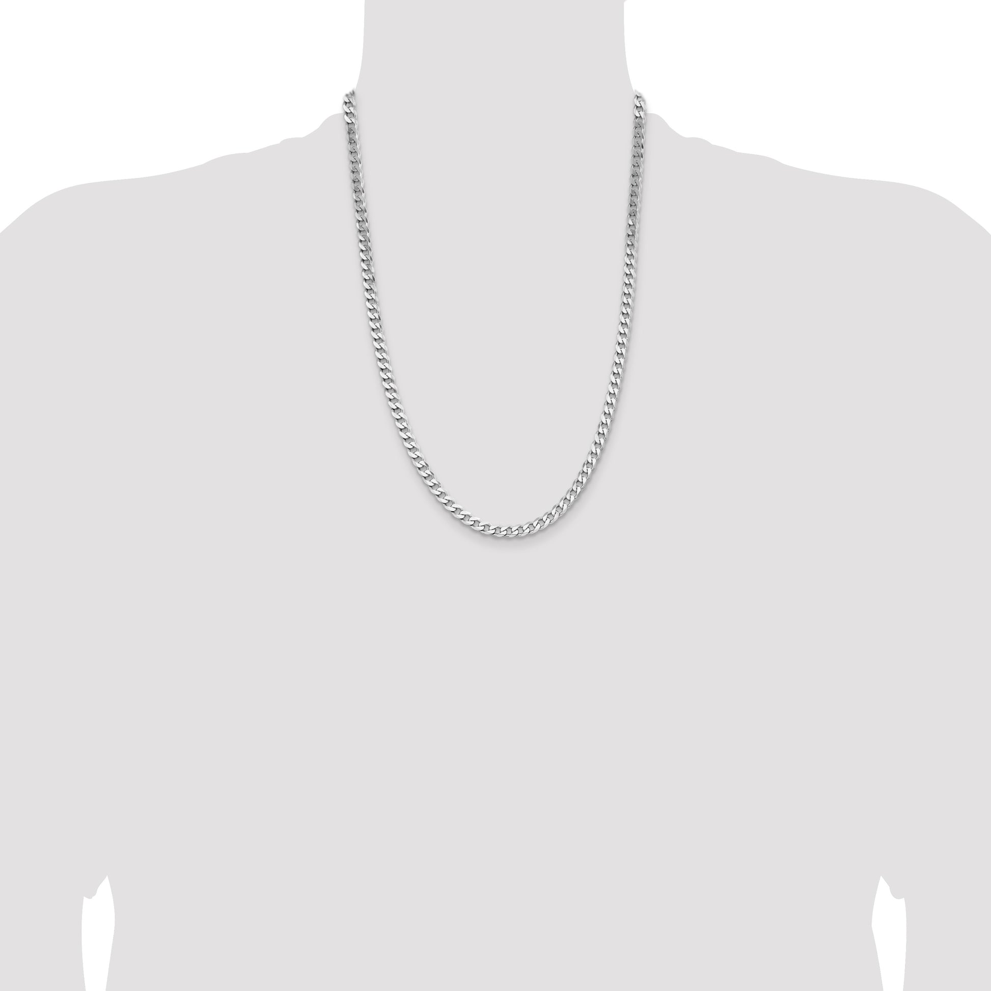 Sterling Silver Rhodium-plated 5.7mm Curb Chain