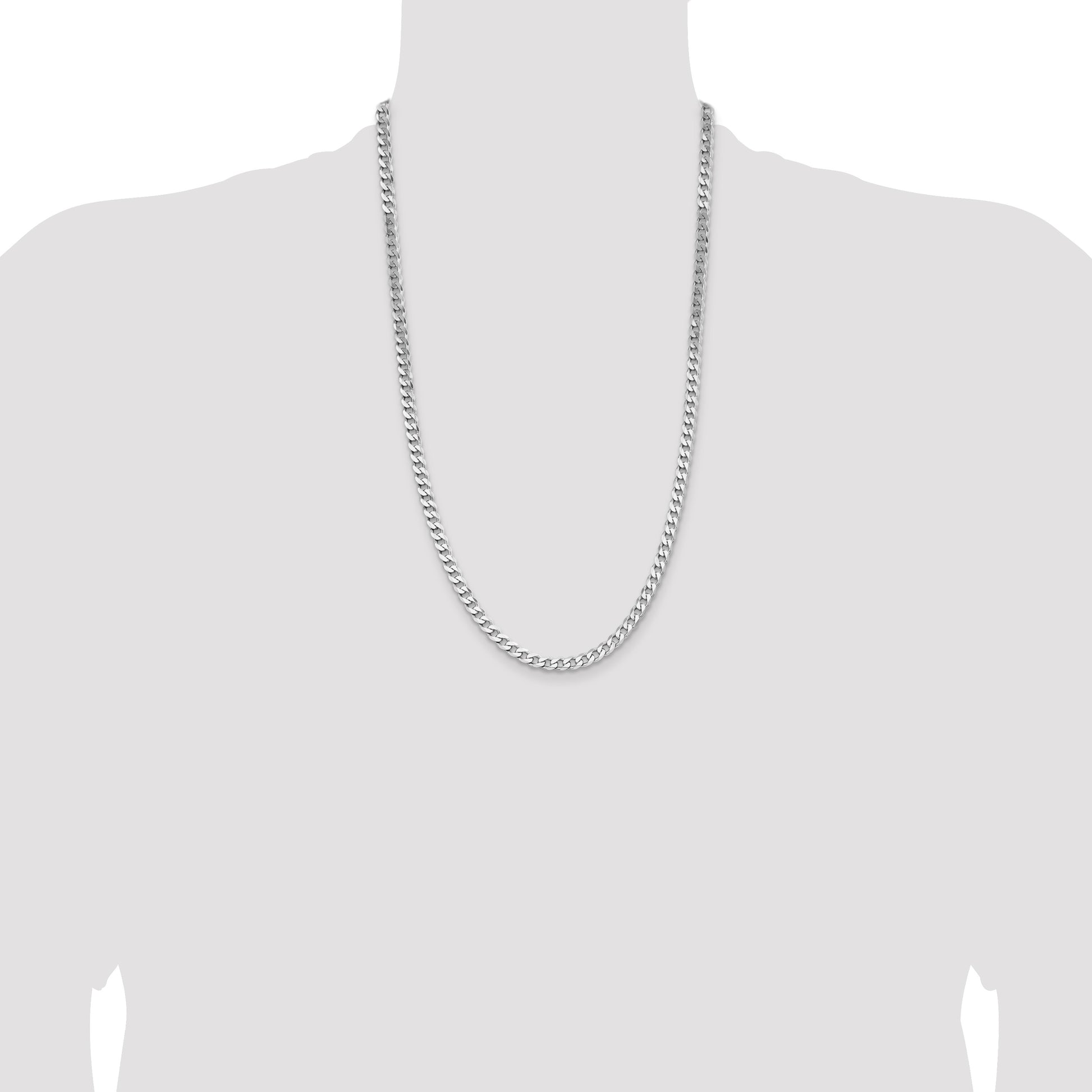 Sterling Silver Rhodium-plated 5.7mm Curb Chain