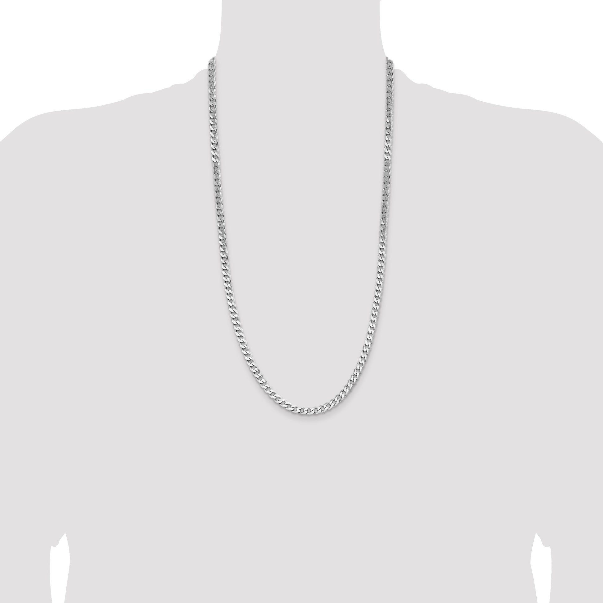 Sterling Silver Rhodium-plated 5.7mm Curb Chain