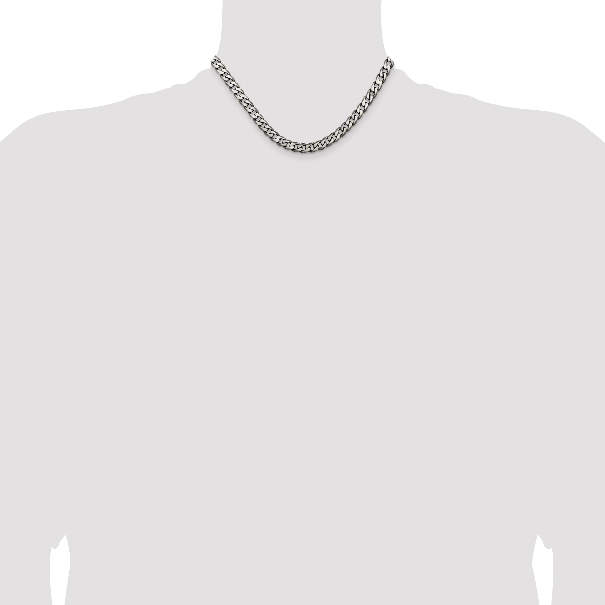 Sterling Silver Antiqued 6.5mm Curb Chain