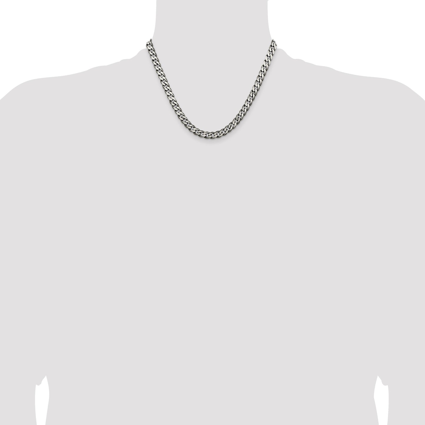 Sterling Silver Antiqued 6.5mm Curb Chain