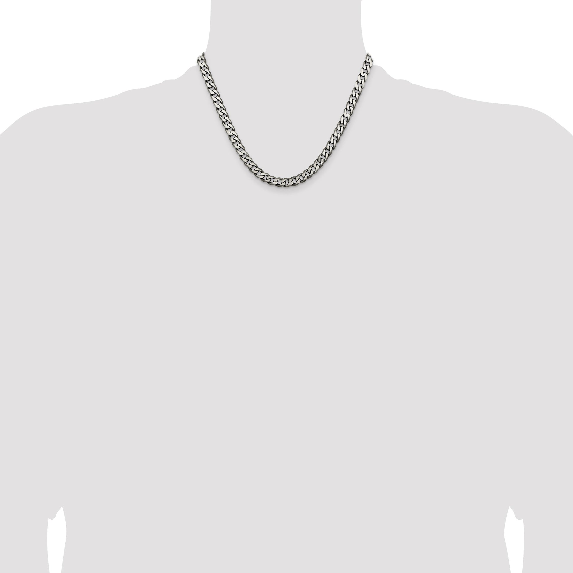 Sterling Silver Antiqued 6.5mm Curb Chain