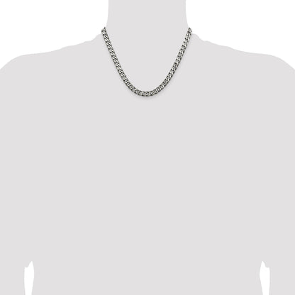 Sterling Silver Antiqued 6.5mm Curb Chain