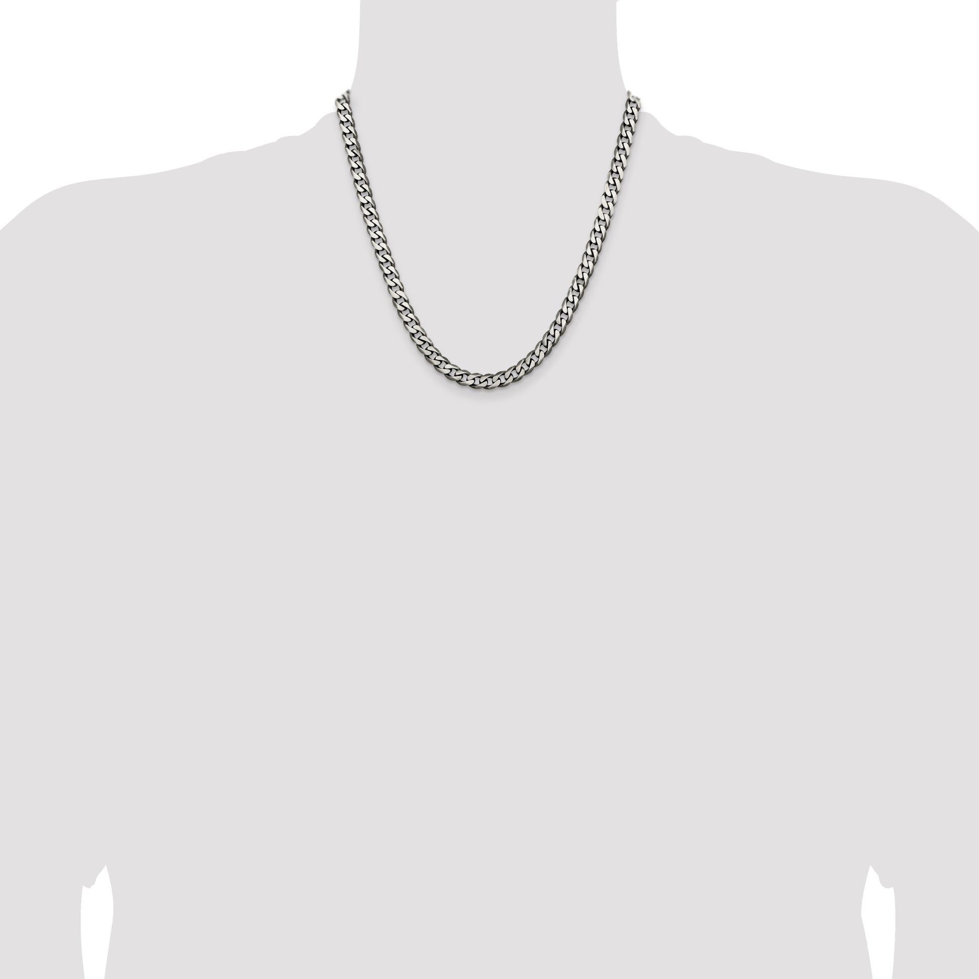 Sterling Silver Antiqued 6.5mm Curb Chain