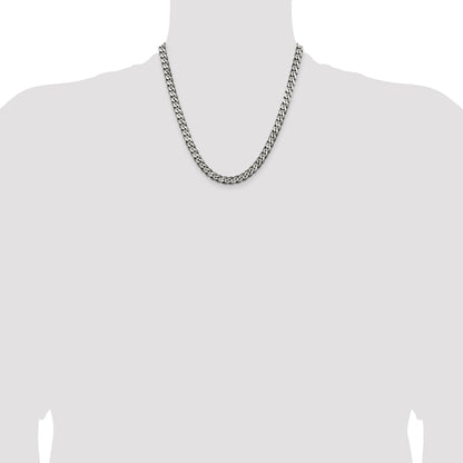 Sterling Silver Antiqued 6.5mm Curb Chain