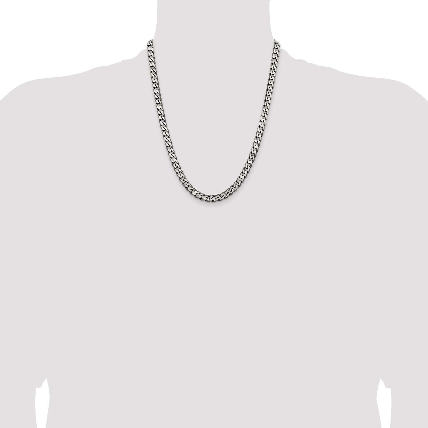 Sterling Silver Antiqued 6.5mm Curb Chain