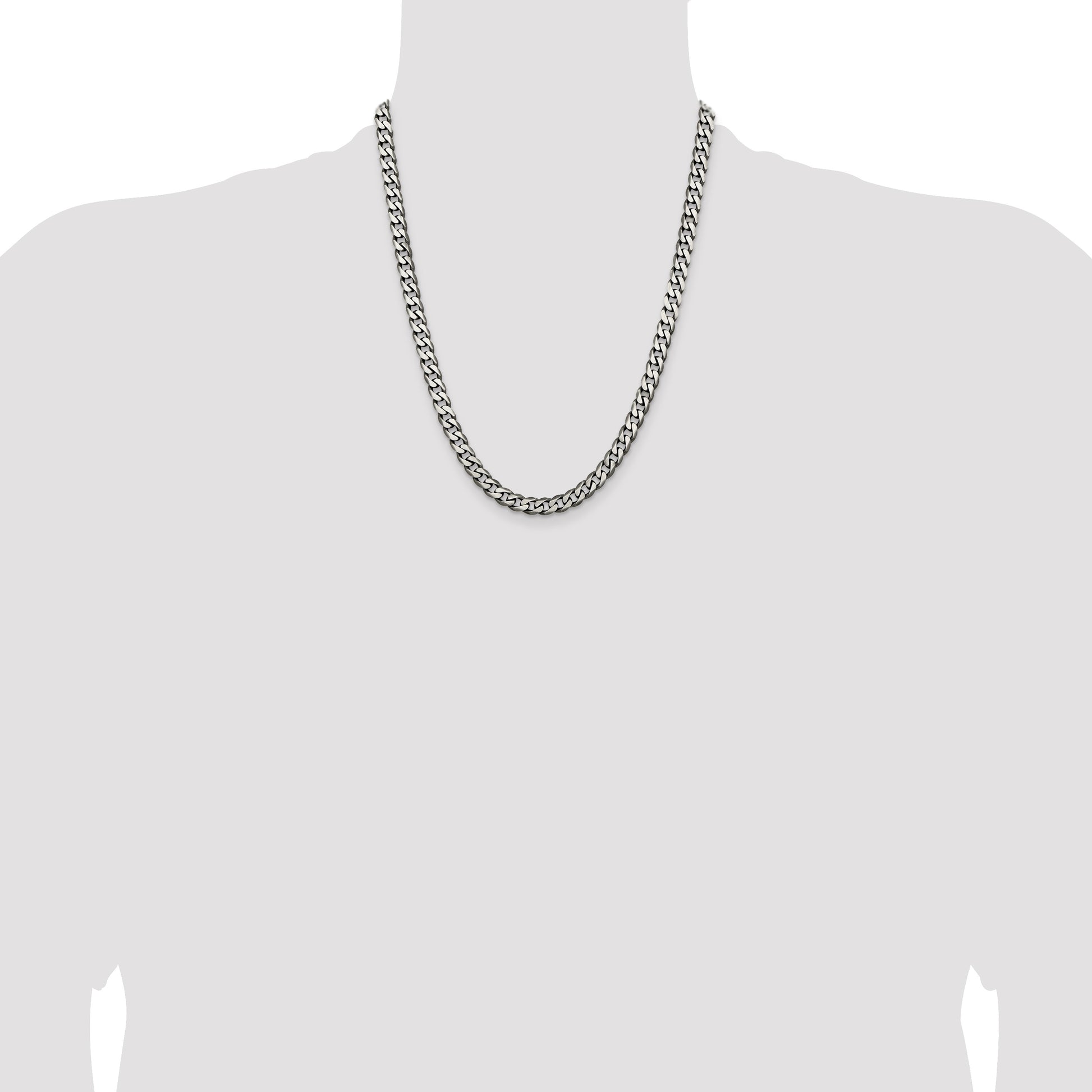 Sterling Silver Antiqued 6.5mm Curb Chain
