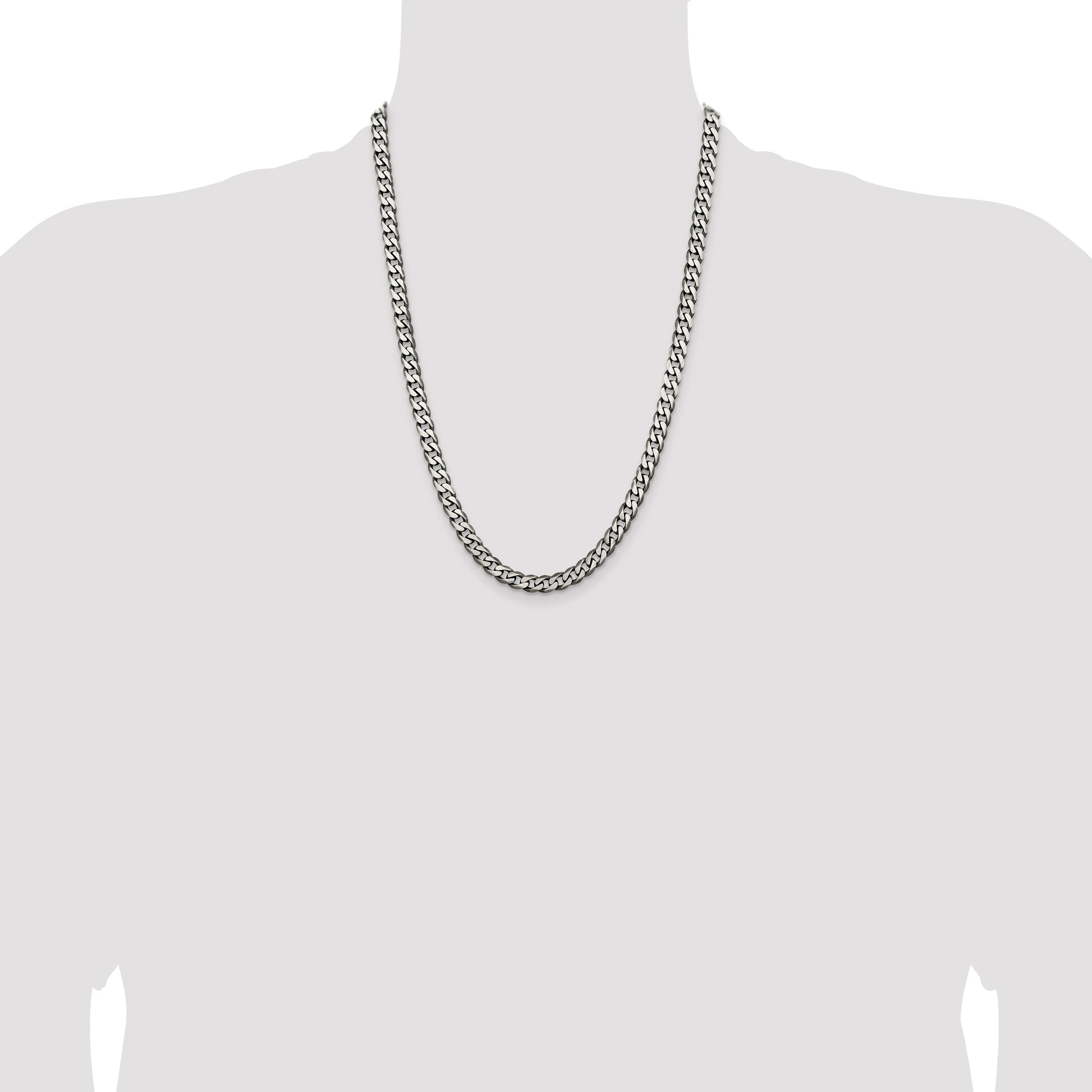 Sterling Silver Antiqued 6.5mm Curb Chain