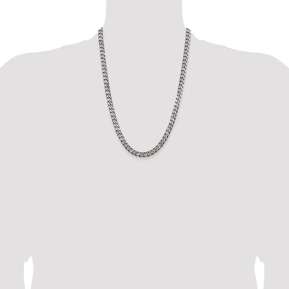 Sterling Silver Antiqued 6.5mm Curb Chain