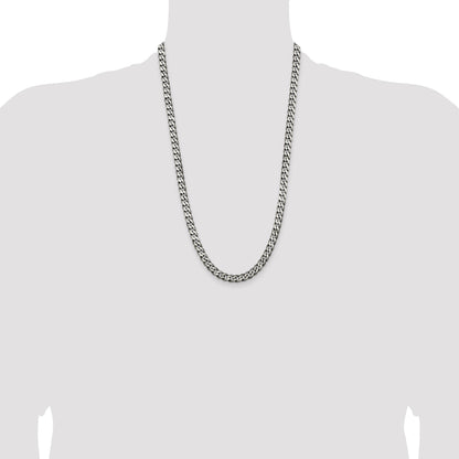 Sterling Silver Antiqued 6.5mm Curb Chain