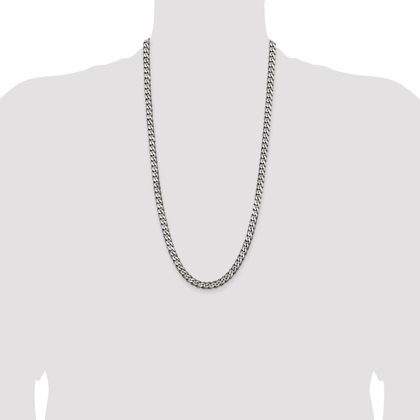 Sterling Silver Antiqued 6.5mm Curb Chain