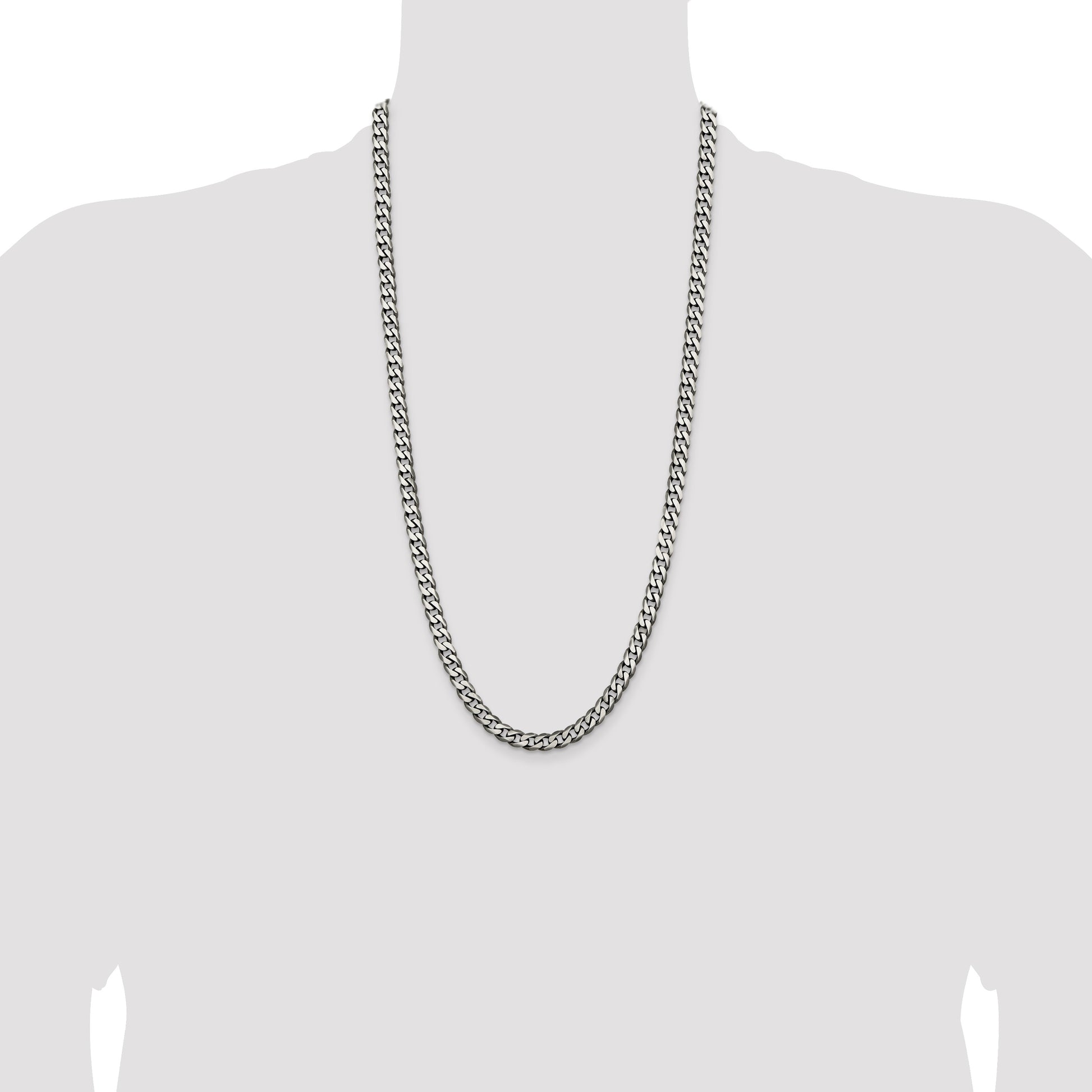 Sterling Silver Antiqued 6.5mm Curb Chain