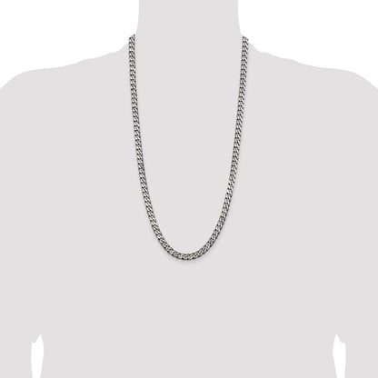 Sterling Silver Antiqued 6.5mm Curb Chain