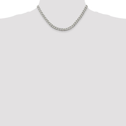 Sterling Silver Rhodium-plated 6.5mm Curb Chain