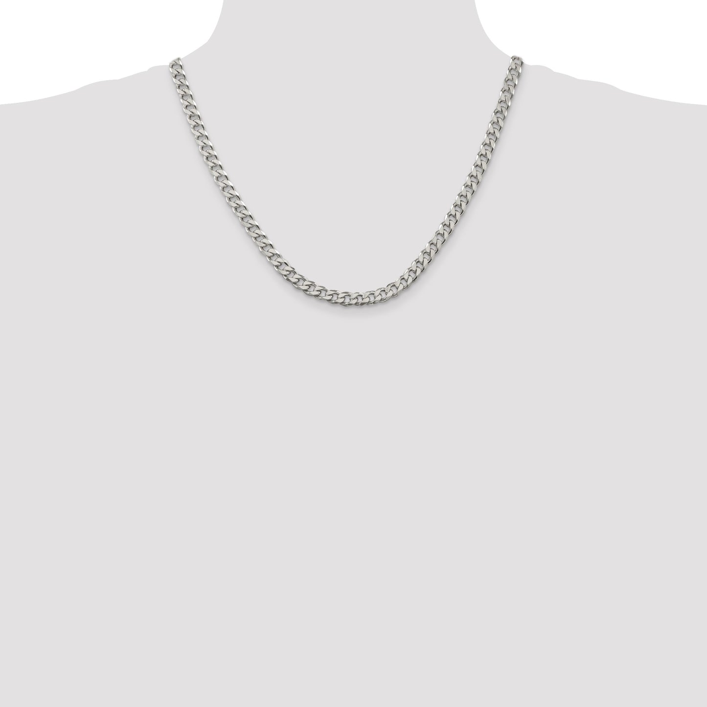 Sterling Silver Rhodium-plated 6.5mm Curb Chain