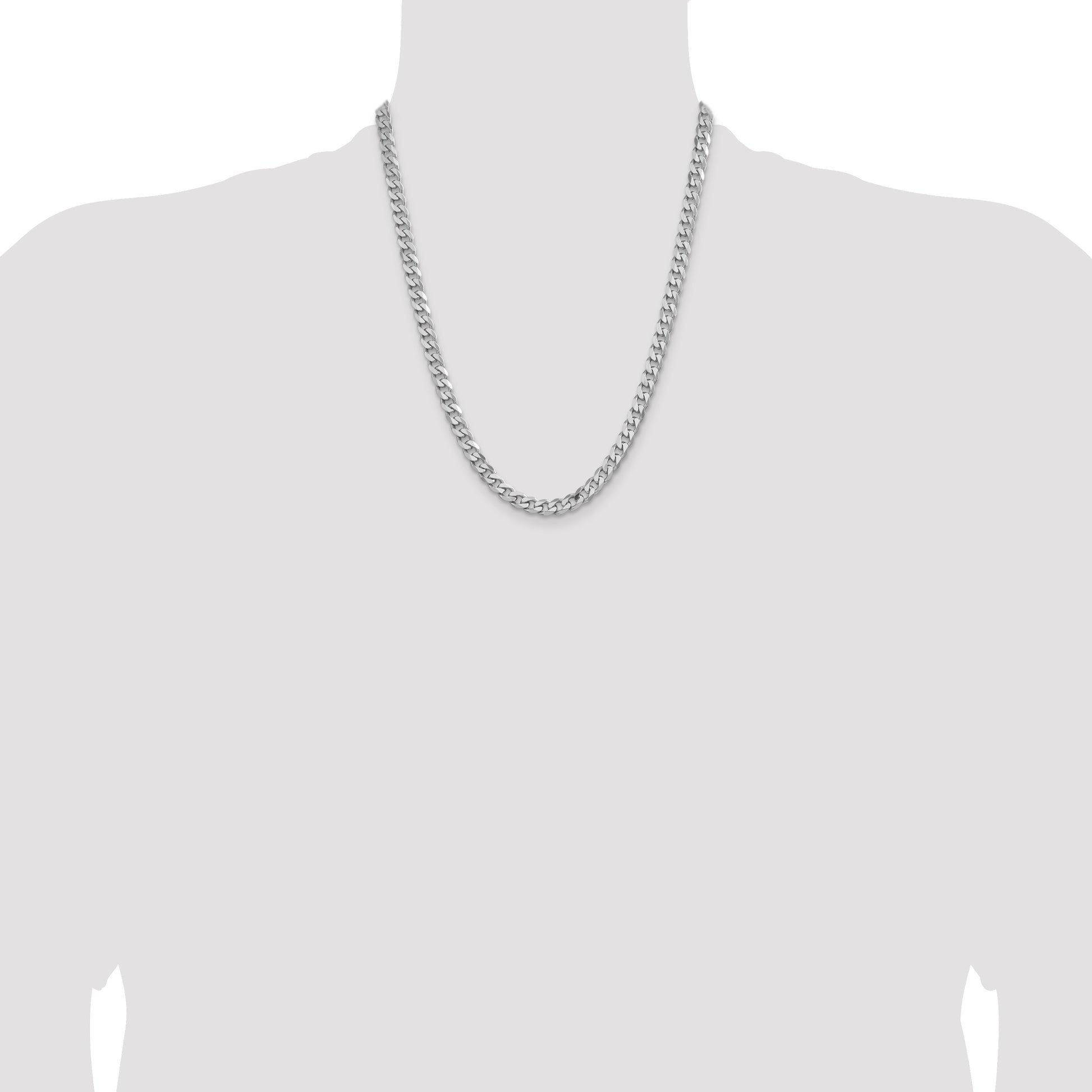 Sterling Silver Rhodium-plated 6.5mm Curb Chain