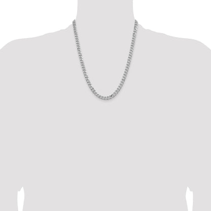 Sterling Silver Rhodium-plated 6.5mm Curb Chain