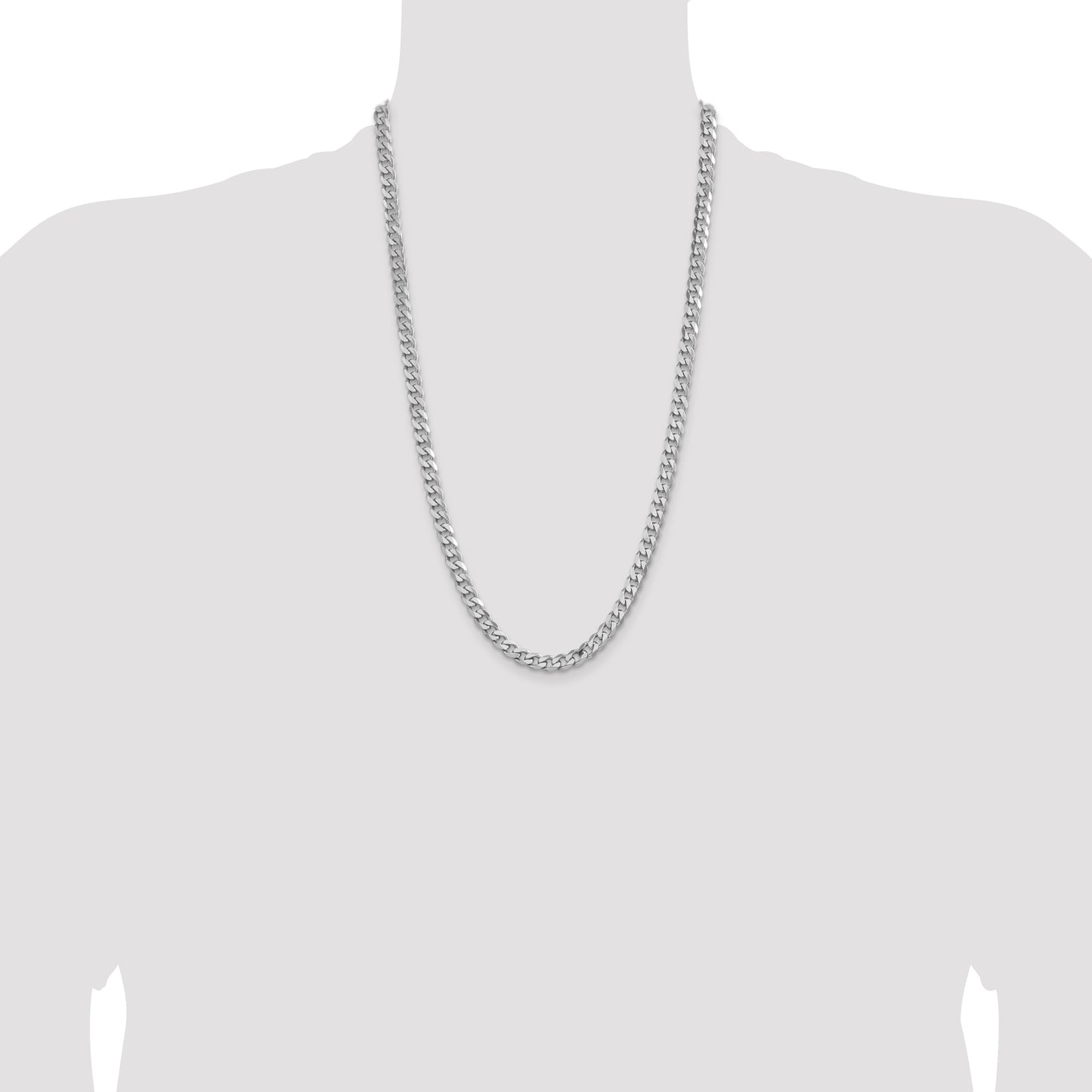 Sterling Silver Rhodium-plated 6.5mm Curb Chain